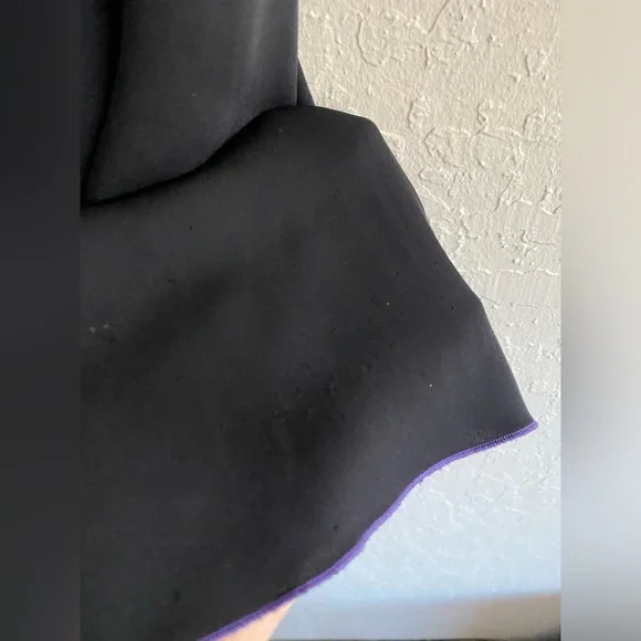 Alice + Olivia Fierra 100% silk black Y back slip dress w/ purple bottom hem S - Picture 12 of 12